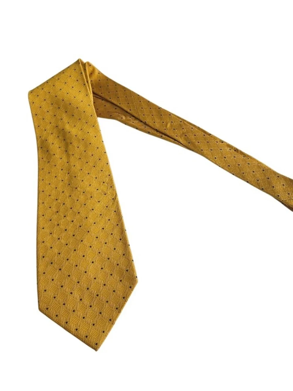 Yves Saint Laurent Mustard Yellow Dot-Pattern Silk Tie